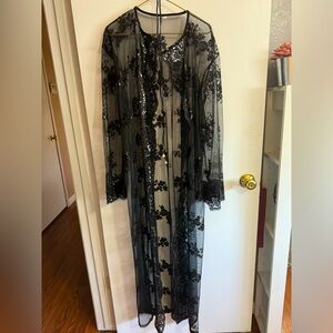 Black sheer sequined wrap / kimono